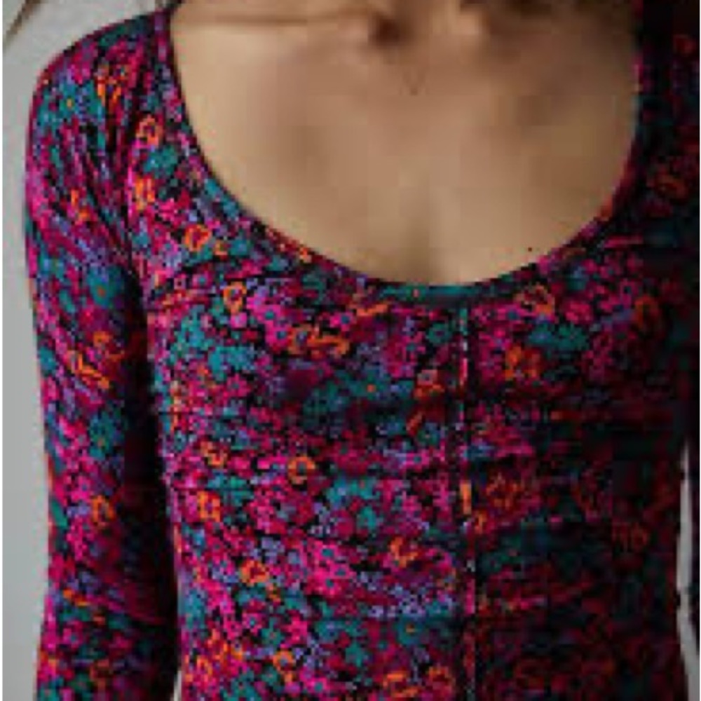 Free People Intimately Coffee Club scoop neck long sleeve floral top